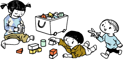 屋内で遊ぶ子どもたち